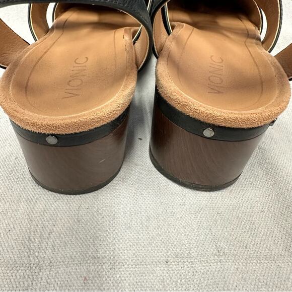 Vionic Faye black leather t strap closed toe clog US Size 9 Euro 41 - Picture 14 of 15